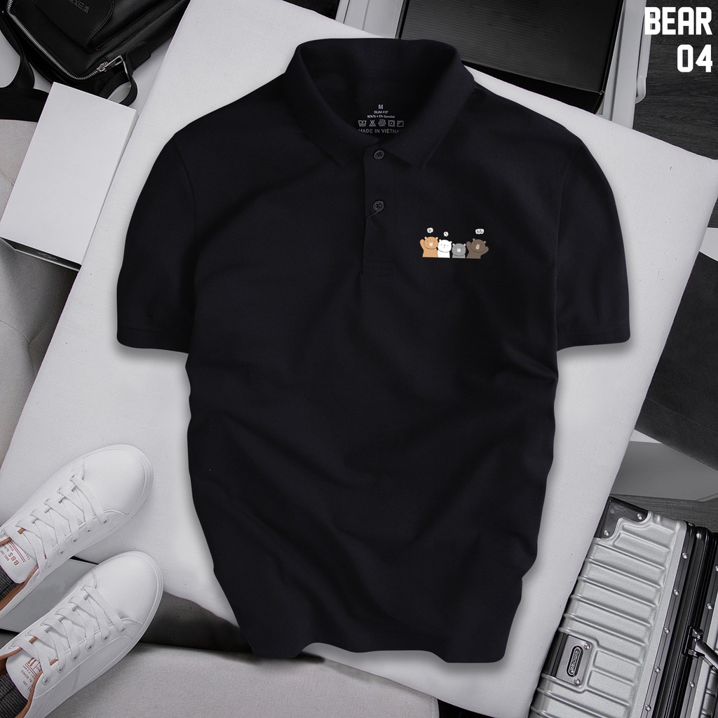 Áo Polo Cổ Bẻ Bear Cute Vải Xịn Fullbox, Thoáng Mát Thấm Hút Mồ Hôi Chuẩn Form Sang Trọng - BEAR 04