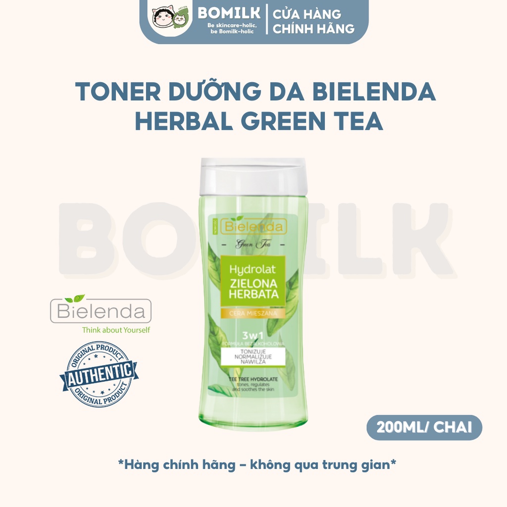 Toner Bielenda Herbal Green Tea trà xanh - dịu da, mờ thâm sáng da và làm sạch sâu