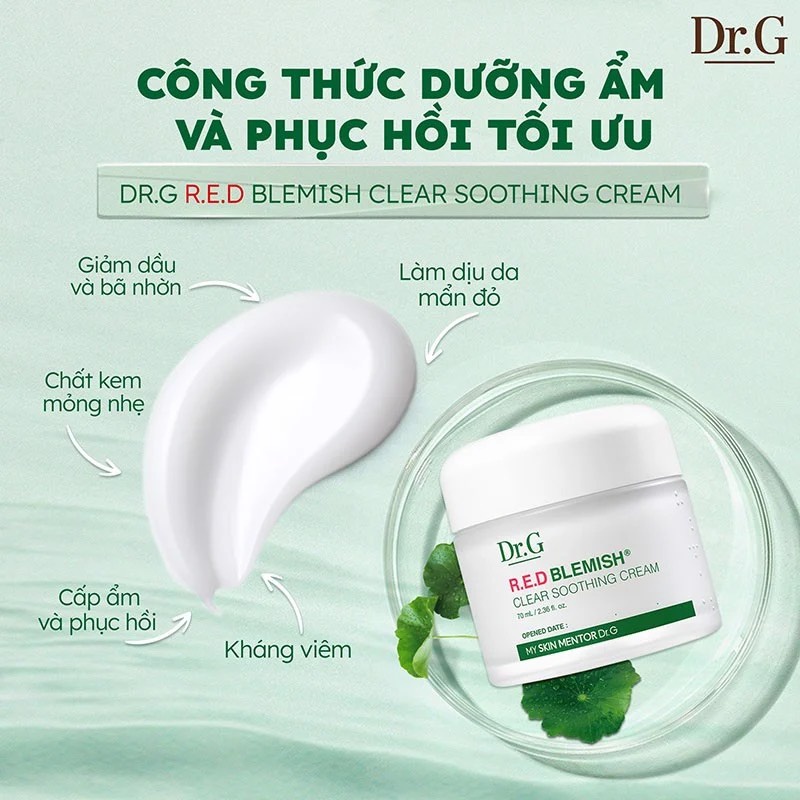 Kem Dưỡng cho da dầu mụn làm dịu da Dr.G R.E.D Blemish Clear Soothing Cream 70ml