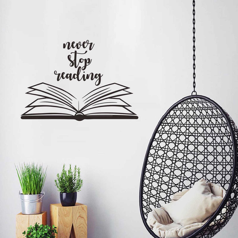 Miếng Dán Tường Trang Trí In Chữ Never Stop Reading Bằng Vinyl Tháo Rời Được