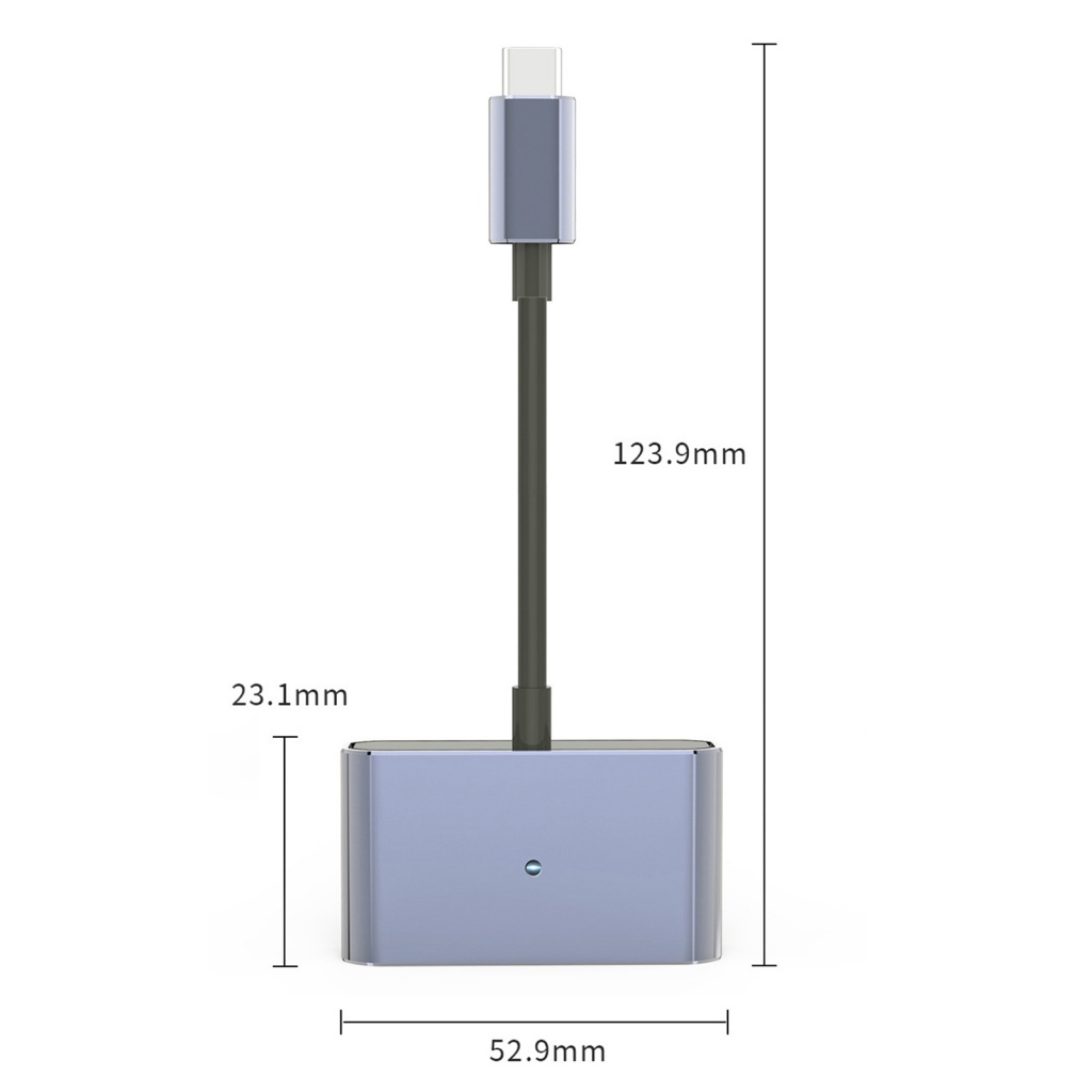 Bộ Chuyển Đổi Type-C Sang USB OTG 2 Cổng USB 3 Trong 1 Bằng Hợp Kim Nhôm Tiện Dụng