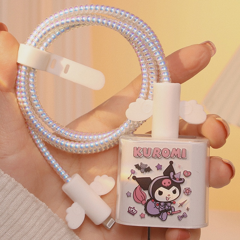 Ốp Điện Thoại Dẻo Màu Laser Họa Tiết Hoạt Hình Chú Chó / Thỏ Dễ Thương Cho Iphone 18 / 20W Kèm Dây Cáp 1.6m