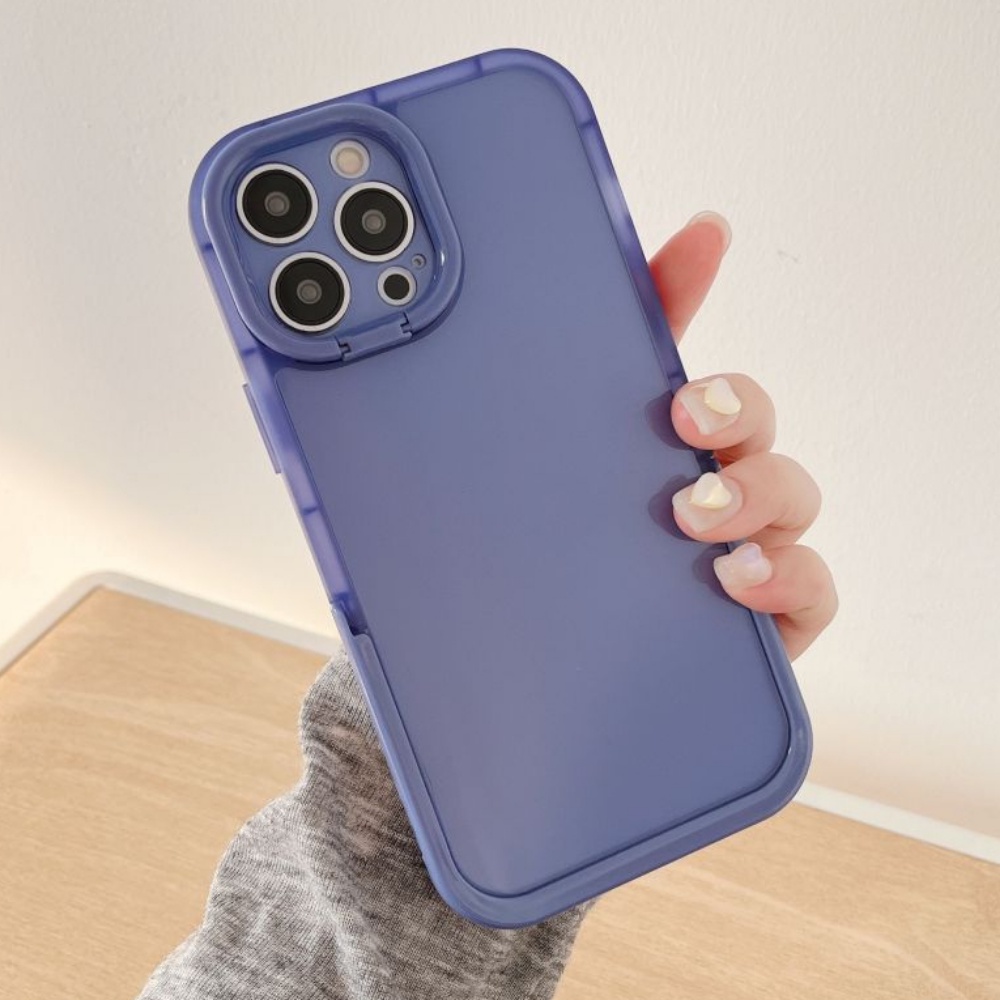 Ốp Điện Thoại TPU Mềm Màu Trơn Tích Hợp Giá Đỡ Kiểu Dáng Sang Trọng Dành Cho IPhone 13 12 11 Pro Max