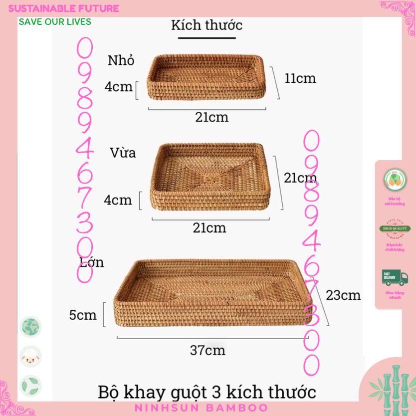 Khay mây tre đan đựng đồ ăn,l