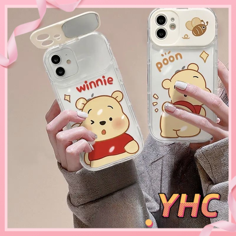 Ốp lưng phone Camera Gấu Vinnie dễ thương lật gương trang điểm iPhone 6 / 6S / 6splus / se / 7 / 7plus / 8 / 8plus / X / xs / xsmax / 11 / 12 / 13 / 14 / Plus / pro / pro max-8004