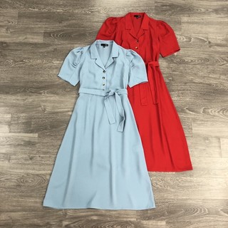 BEUCLOSET - Đầm sơ mi Hàn quốc tay bồng thắt eo thanh lịch