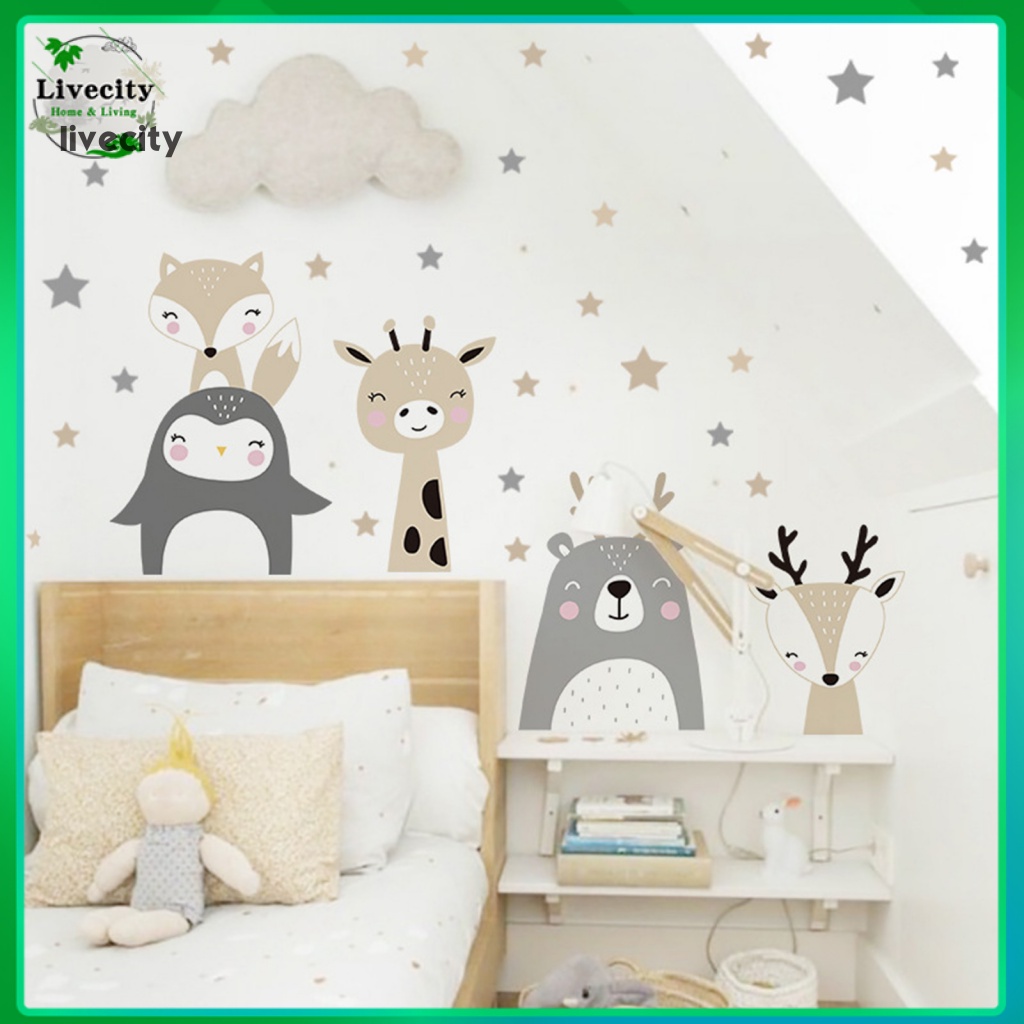 Sticker Dán Tường Hình Chim Cánh Cụt / Hà Mã / Sư Tử Trang Trí Nội Thất DIY