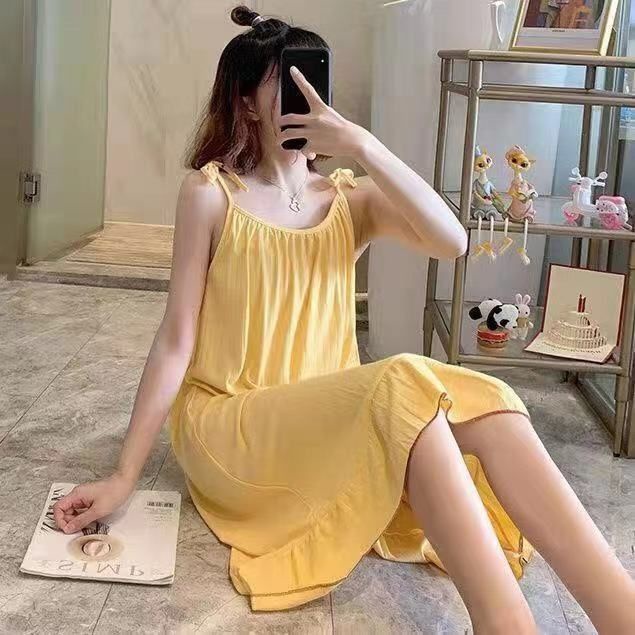 Đầm Ngủ Hai Dây Dáng Dài Phong Cách Nhật Bản Dễ Thương Thời Trang Xuân Hè 2023