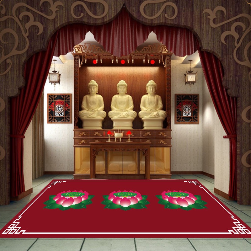 ⭐Thảm Chùi Chân Hình Hoa Sen Xinh Xắn⭐Thảm Lót Sàn Nhà Phật Giáo Màu Đỏ / Vàng / Hồng / Xanh Lá