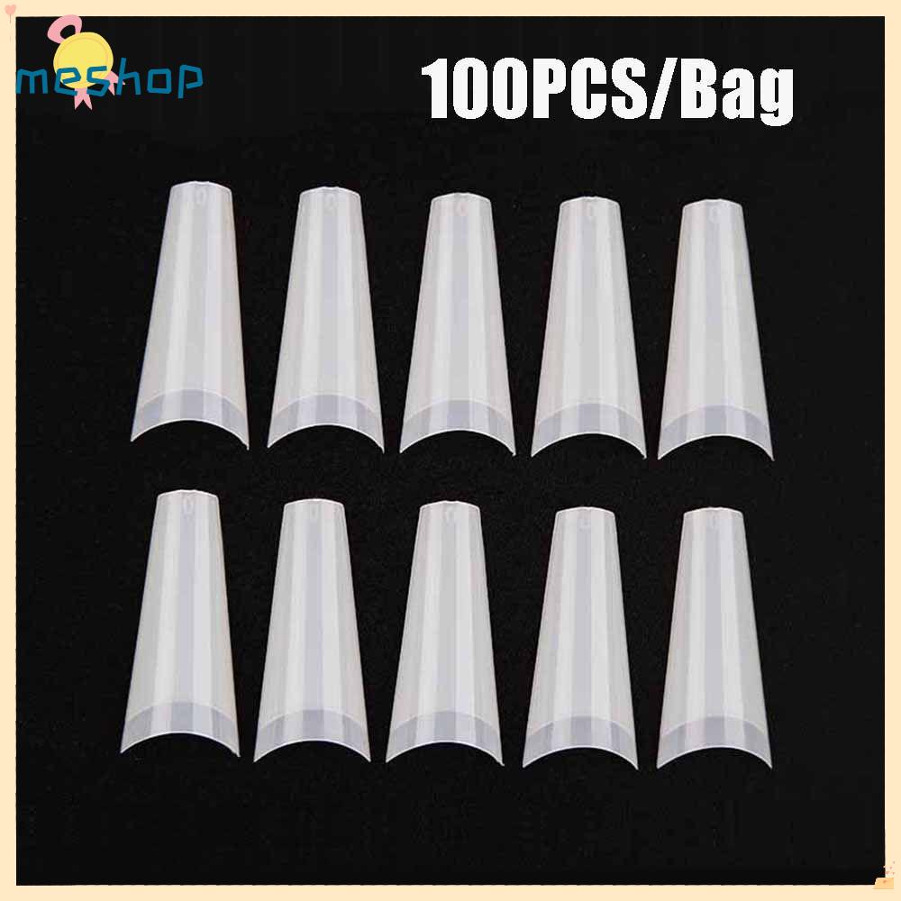 Set 100 Móng Tay Giả Trong Suốt / Trắng / Tự Nhiên Làm Đẹp Ốp