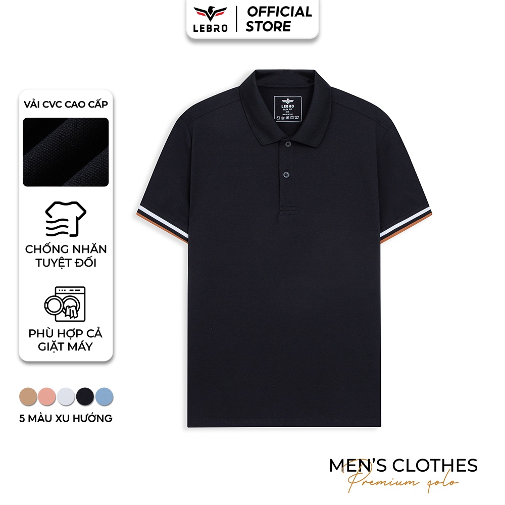 Áo Thun Nam Có Cổ Ngắn Tay LEBRO, Chất Cotton CVC Cao Cấp, Thấm Hút Tốt, Thoáng Mát, Mịn, Co Giãn, Thiết Kế In TPL23-04B