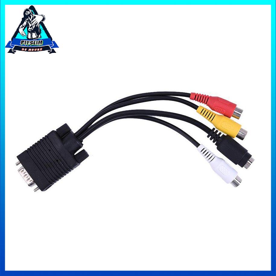 Vga Svga Sang S-Video 3 Rca Composite Av Tv Out Bộ Chuyển Đổi Cáp Pc Dây [S/10]