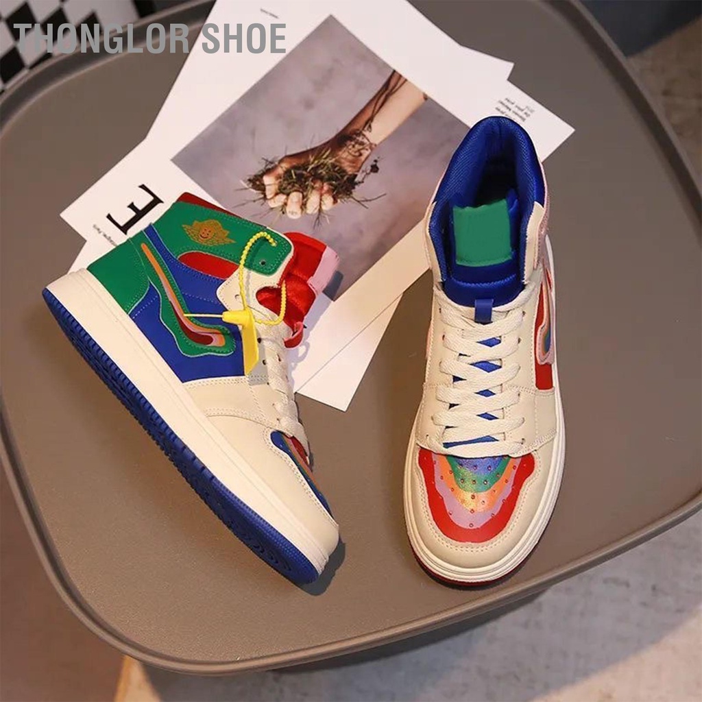 Thonglor Shoe Nữ Giày Retro Đa Năng Hợp Thời Trang Đế Cao Su Da PU Trên Hàng Đầu Nhiều Màu Sắc Sneaker run 2 u