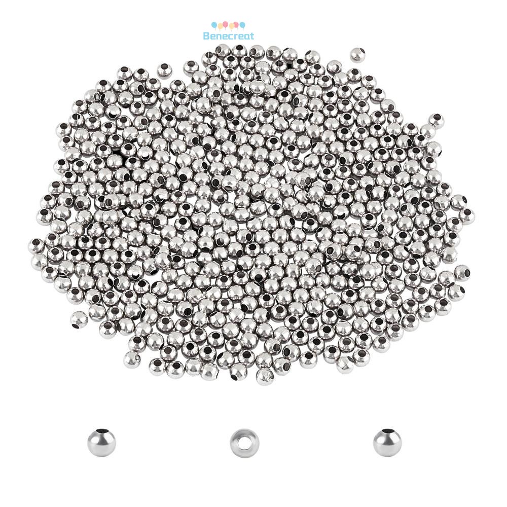 Hộp 500 hạt xỏ lỗ BENECREAT hình tròn bằng thép không gỉ 316 3mm: 1mm