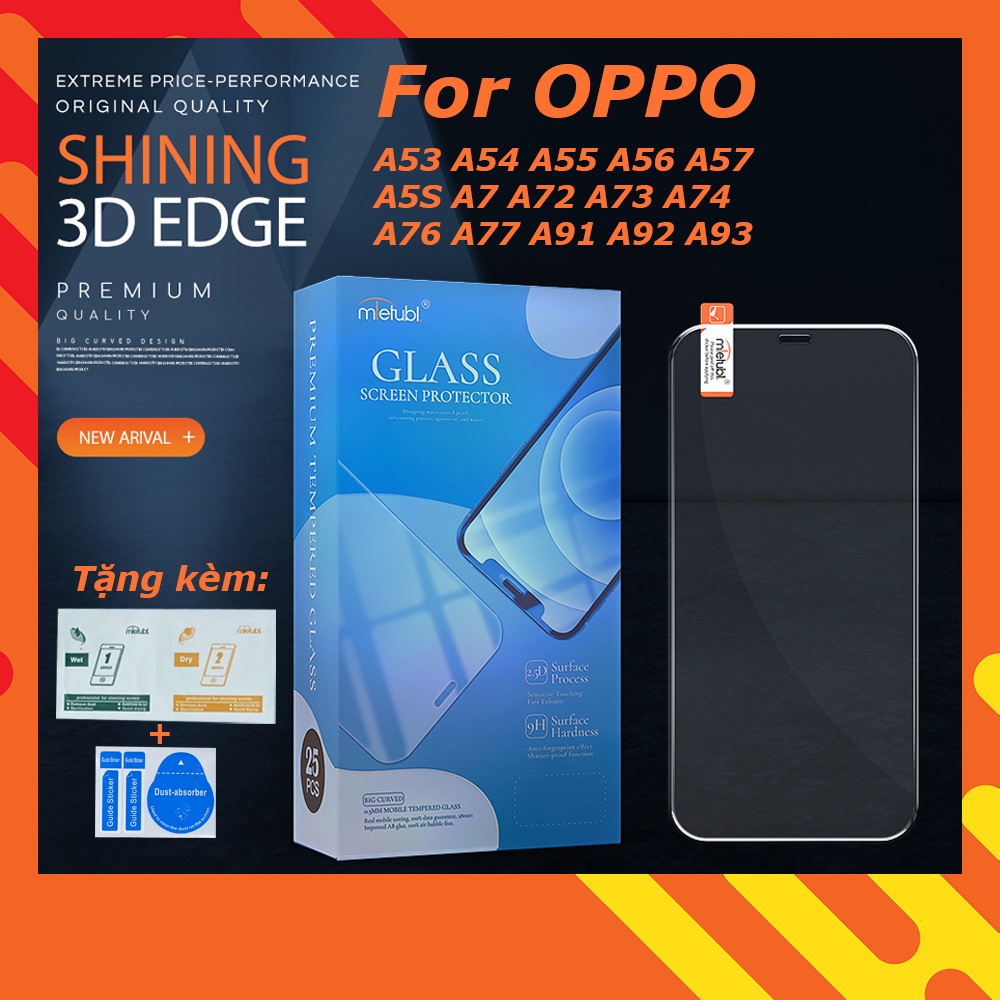 Kính cường lực cho Oppo A53 A54 A55 A56 A57 A5S A7 A72 A73 A74 A76 A77 A91 A92 A93 2020 trong suốt Mietubl 9H 0.4mm