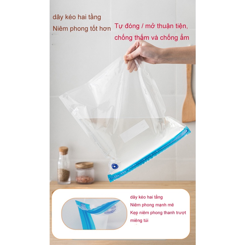 Túi hút chân khôg đựng thực phẩm được tái sử dụng nhều lần , nhiều kích cỡ lựa chọn