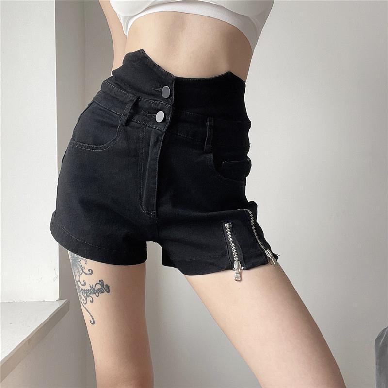 COZOK Quần Short denim Lưng Cao Form Ôm Kiểu Dáng Đơn Giản Hợp Thời Trang