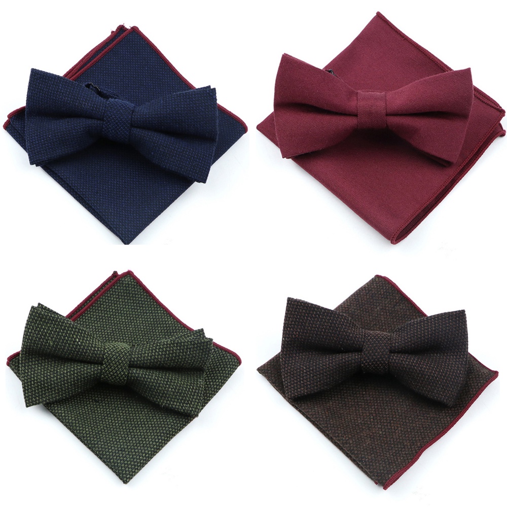 Cà Vạt Nơ Vải Len Kẻ Sọc Màu Sắc vintage Cho Nam