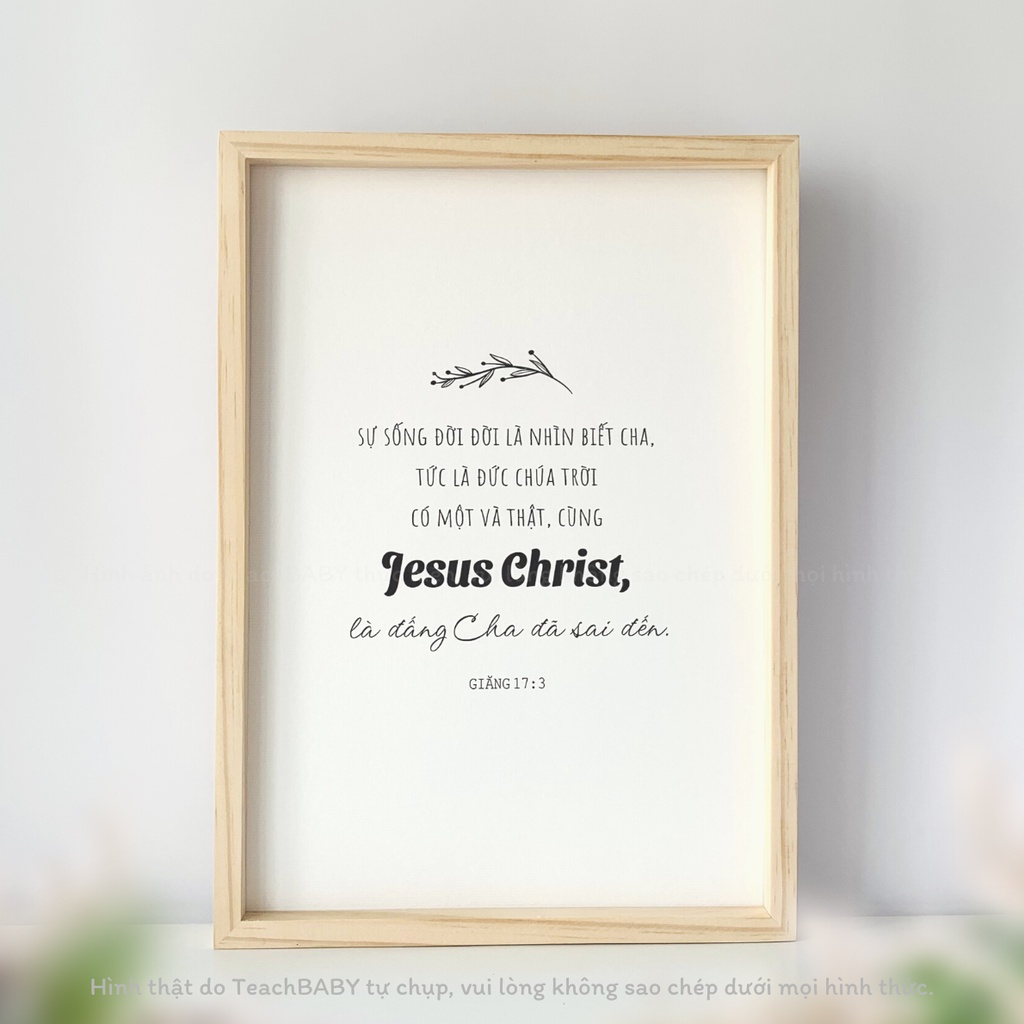 Tranh Phong Cách Đơn Giản | Tranh Để Bàn Câu Gốc Kinh Thánh Giăng 17:3 | Quà Tặng Tranh Treo Tường | Minimalist Wall Art