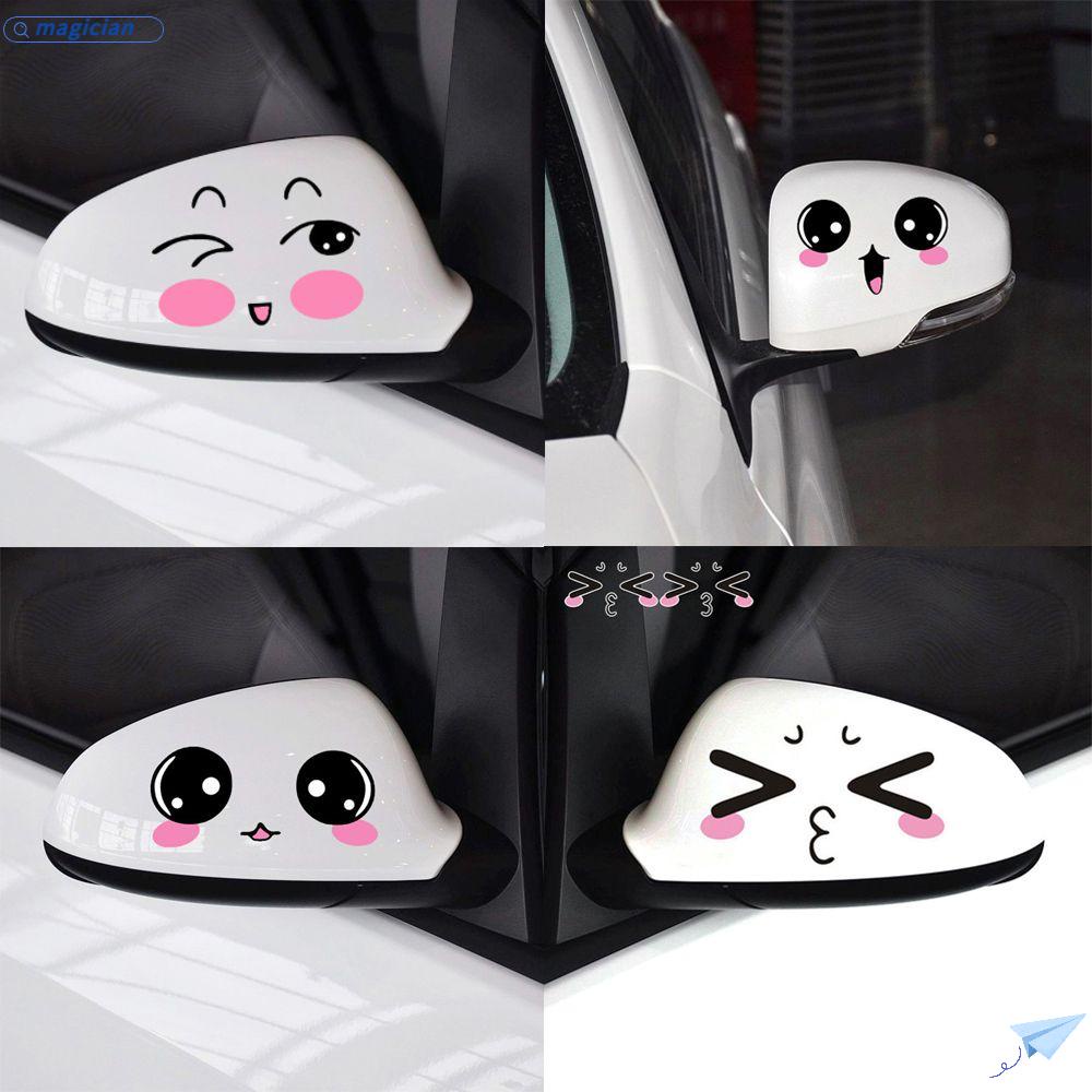 Miếng Dán Trang Trí Gương Chiếu Hậu Xe Hơi Họa Tiết Mặt Cười Vui Nhộn Sáng Tạo