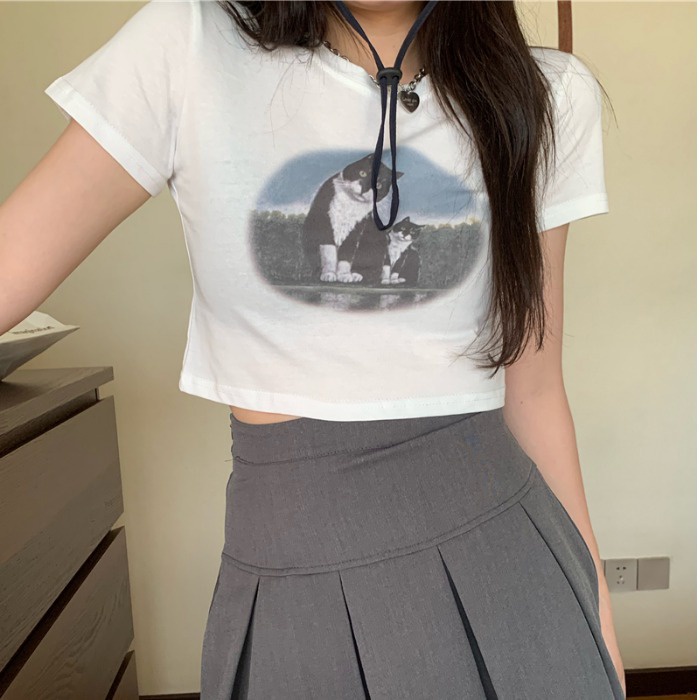 NRVP Áo Thun Tay Ngắn Dáng Ôm In Họa Tiết Thời Trang Đường Phố Hàn Quốc 2023