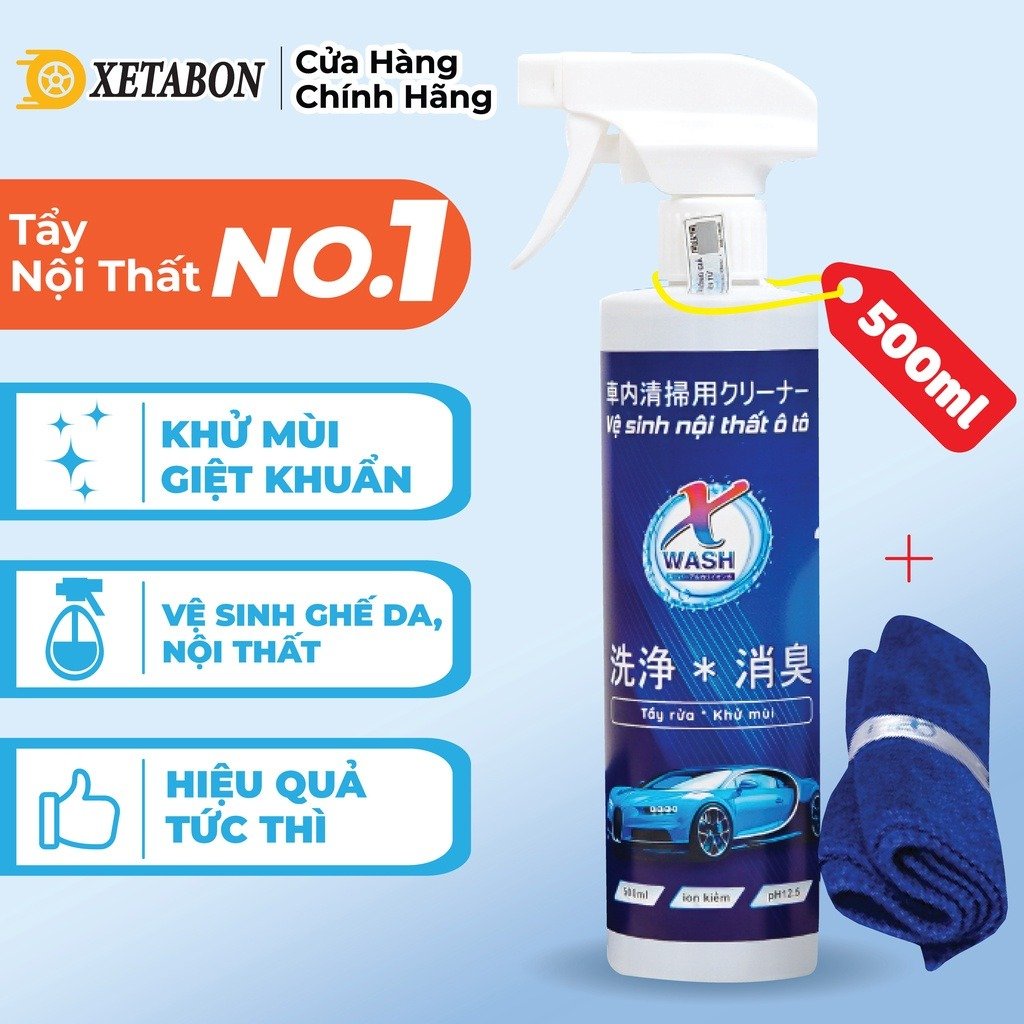 Chai Xịt Vệ Sinh Nội Thất- ghế da Ô Tô Xwash - Hỗ Trợ Diệt Khuẩn Khử Mùi Khó Chịu Bên Trong Xe Ô Tô(200ml)