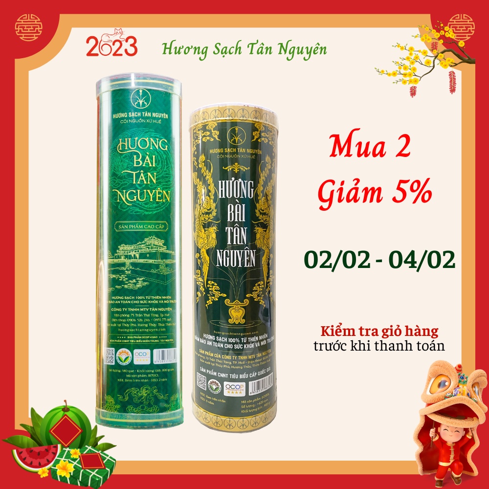 Hương Bài Tân Nguyên, nhang ít khói, hương sạch làm từ rễ cây bài, sản phẩm OCOP quốc gia, ống lớn 1kg