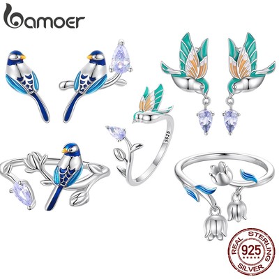 Bamoer Bông Tai bạc 925 Hình Hoa lily Và Thung Lũng Thời Trang Cho Nữ