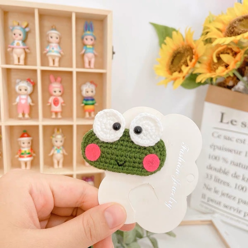Kẹp tóc len handmade hình chú ếch dễ thương