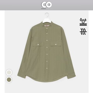  Áo sơ mi cổ trụ họa tiết sọc tay dài có túi 8seconds 100% cotton phong cách retro - 2 Màu