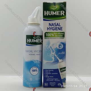 Dung dịch xịt mũi người lớn 100% nước biển Humer 150 Nasal Hygiene Adults chai 150ml