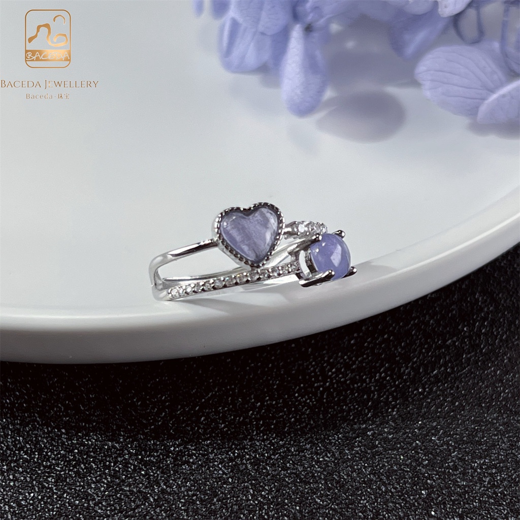 Bộ Khuyên Tai Và Nhẫn Baceda Tanzanite S925 Có Thể Điều Chỉnh Được