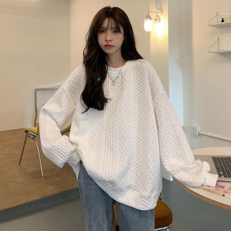 DIDIKA Áo sweater dáng rộng phong cách Hàn Quốc thời trang xuân thu mới