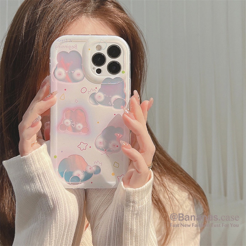 Ốp Điện Thoại Silicone In Hình Thỏ Laser Cho iPhone 14 Plus 14 13 12 11 Pro Max
