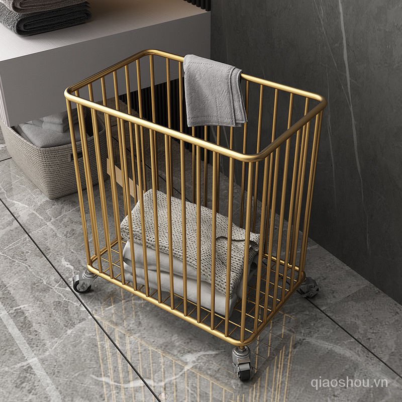 Giỏ Đựng Quần Áo Bẩn Màu Vàng Kim Sang Trọng Phong Cách Bắc Âu
