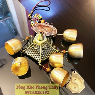Chuông gió phong thuỷ đồng nguyên chất 6 quả - Hoá giải vận xui - Thu hút tài lộc