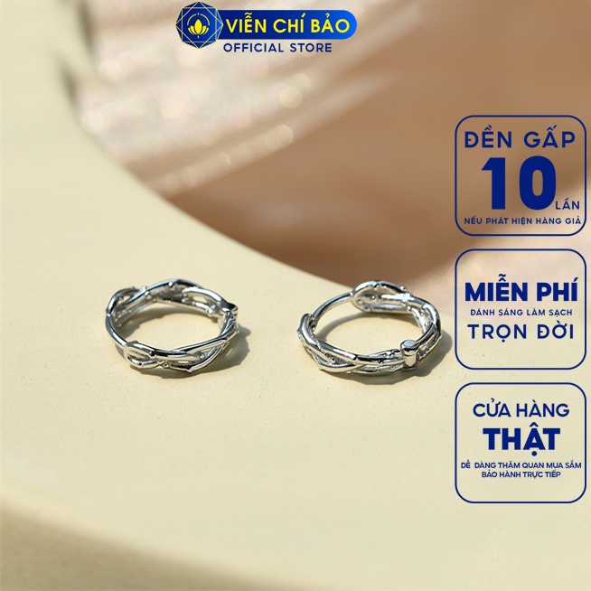 Bông tai tròn chéo chất liệu bạc Thái 925 thời trang phụ kiện trang sức nữ Viễn Chí Bảo B000128