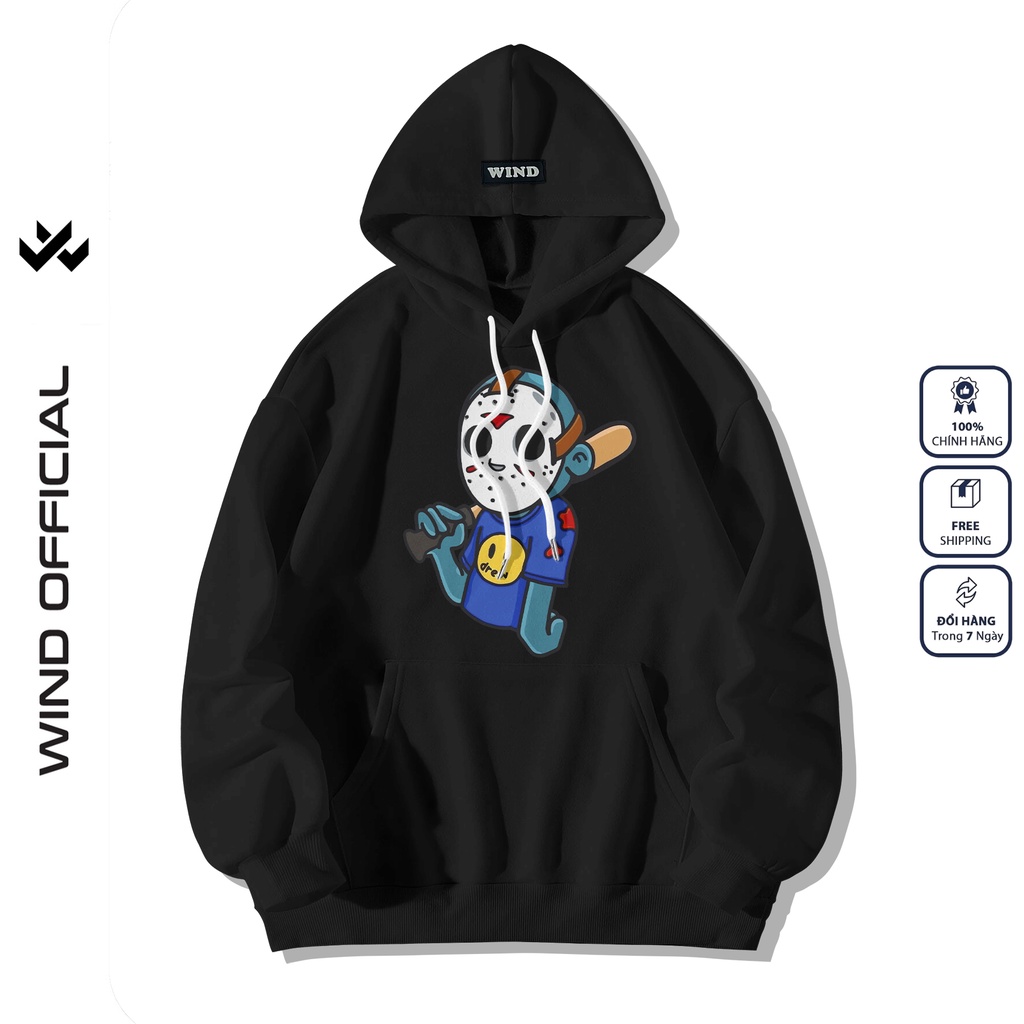 Áo hoodie form rộng WIND unisex nỉ Bóng Chày thời trang nam nữ thu đông oversize
