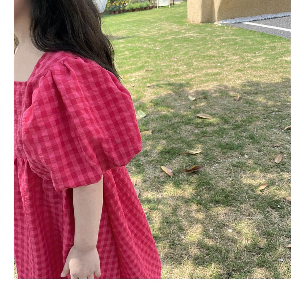 Váy Đầm bé gái tay bồng thắt nơ siêu mát SMUM 2023