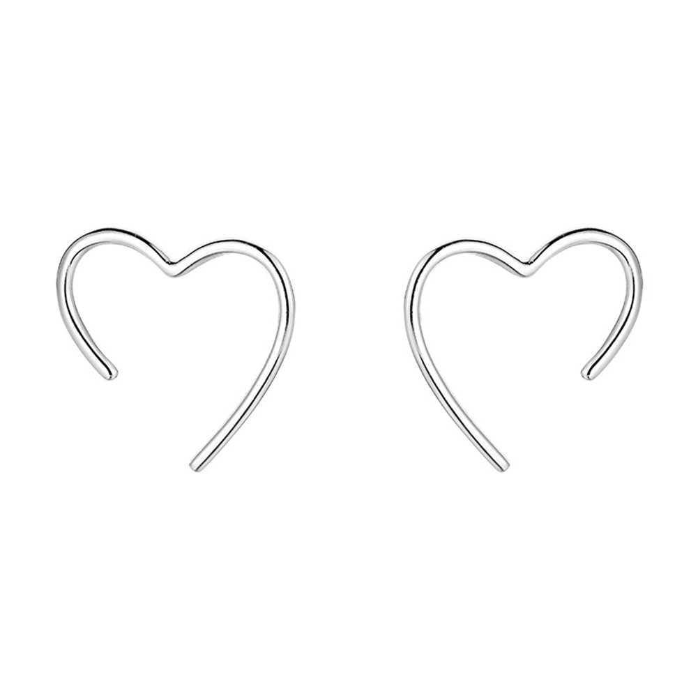 Khuyên Tai Bạc Hình Trái Tim Rỗng Đơn Giản Thời Trang