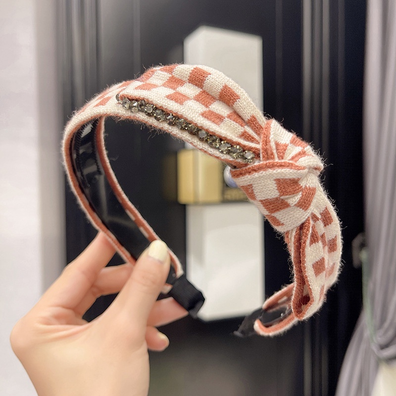 Băng Đô Cài Tóc Phủ Lông Họa Tiết Chấm Bi Thời Trang Thu Đông