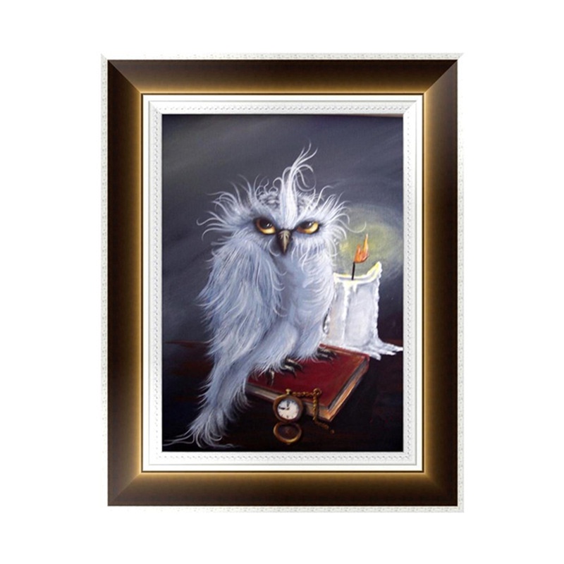 Tranh Thêu Chữ Thập Đính Đá Kim Cương 5D DIY Hình Vẽ Cú Mèo