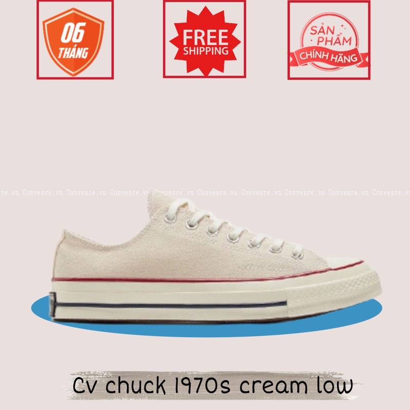 giày sneaker CONVERSEE 𝘾𝙝𝙪𝙘𝙠 𝟳𝟬𝙨 𝙘𝙖𝙣𝙫𝙖𝙨 kem thấp cổ [ 70s-DC ]