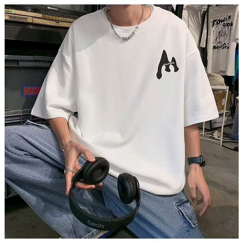 Áo Thun Tay Ngắn Dáng Rộng In Chữ Phong Cách Đường Phố Thời Trang Mùa Hè Mềm Mại Thoải Mái Cho Nam