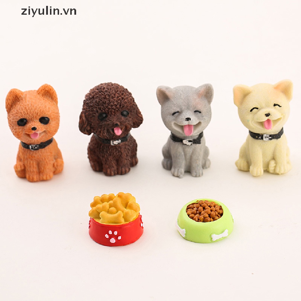 Mô Hình Chú Chó ziyulin Mini Bằng Nhựa Resin Để Bàn Trang Trí
