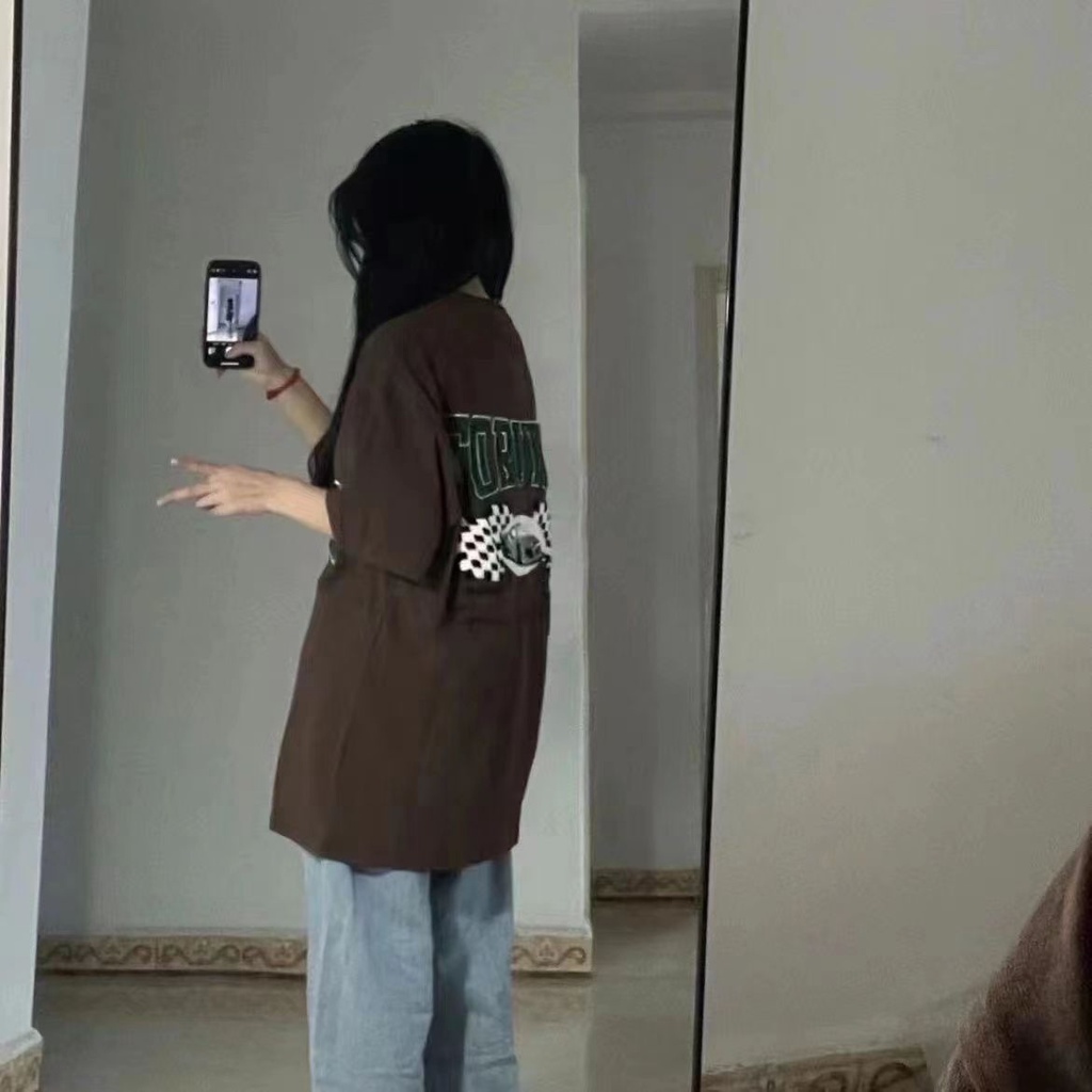 COZOK Áo Thun Tay Ngắn Dáng Rộng In Hình Thời Trang Kiểu Vintage