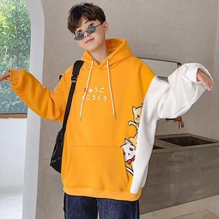 (HÀNG ORDER) ÁO THUN HOODIE NAM NỮ FORM RỘNG TAY DÀI CÓ NÓN HÀN QUỐC