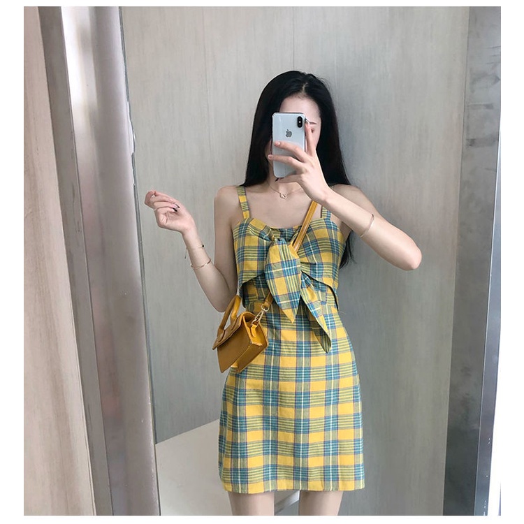Đầm Hai Dây Dáng Chữ A Họa Tiết Kẻ Sọc Phong Cách Hàn Quốc Thời Trang Mùa Hè 2022 Mới
