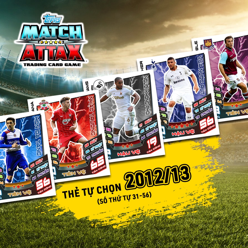 Thẻ Cầu Thủ In Match Attax 2012-13 Tự Chọn (STT 31-56)