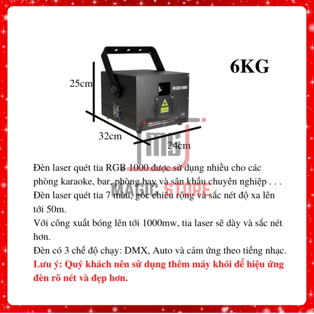 Đèn Laser Quét Tia Đèn Karaoke Laser RGB 1000 1 Cửa 7 Màu Đèn Sân Khấu Giá Sỉ